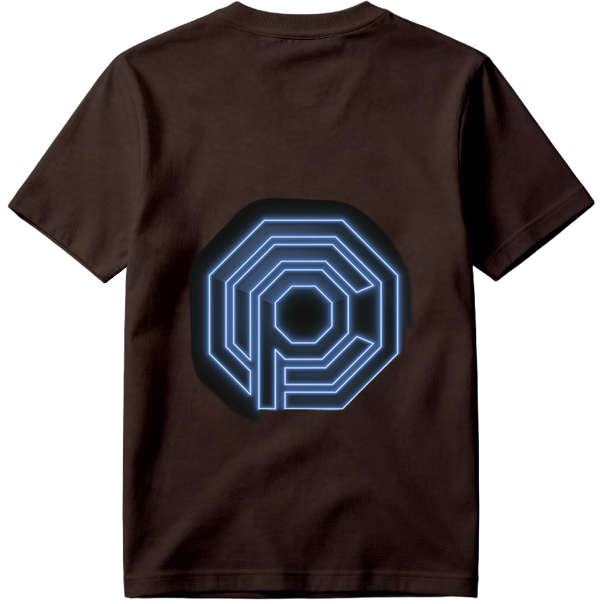 Neon Blue Octagonal Logo with Letter P - Tee