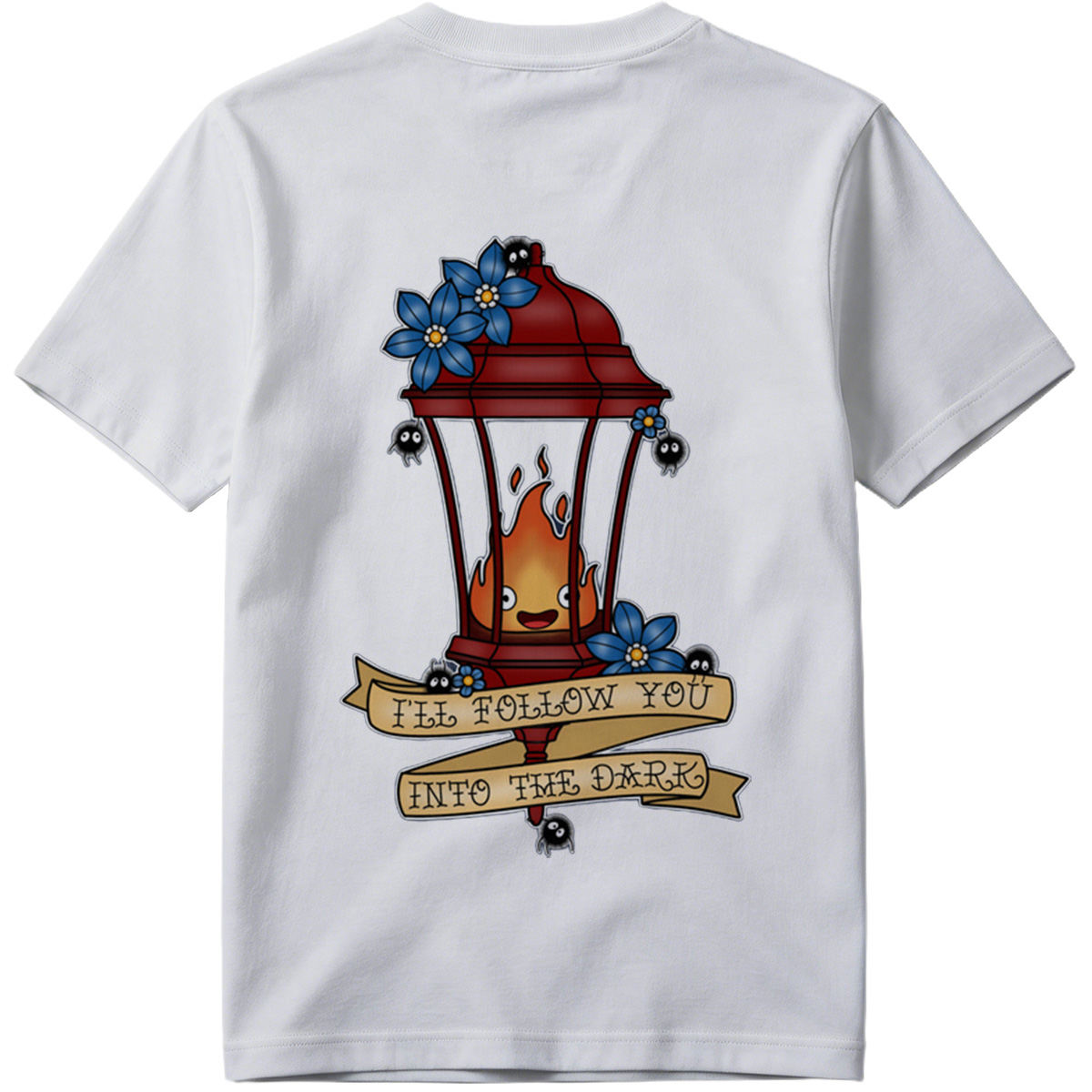 Lantern Flame with Blue Flowers and Moths: 