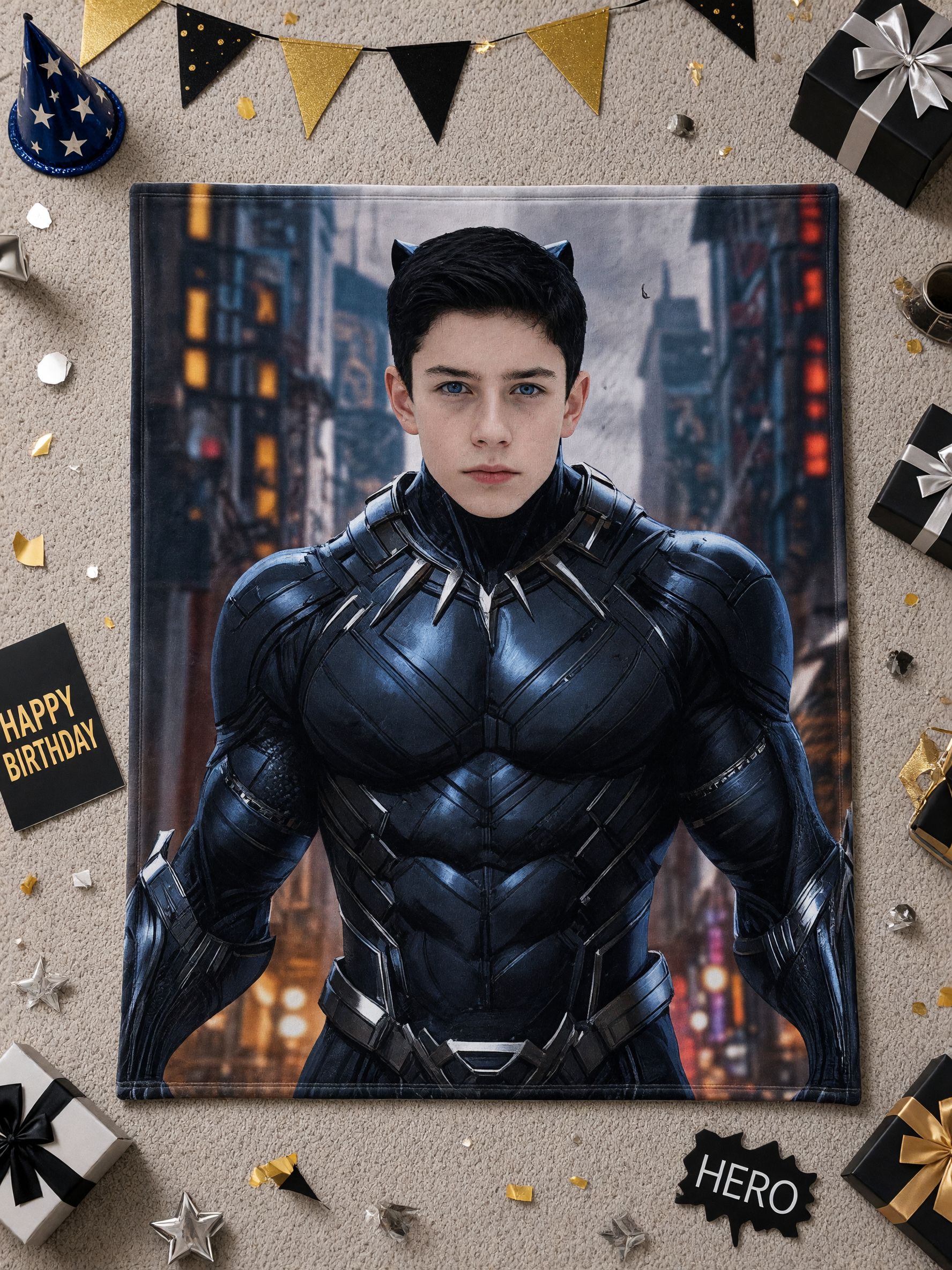 Custom Photo Face Superhero Flannel Blanket Ultra Soft Anti Pilling Fleece Throw Skin Friendly Warm Personalized