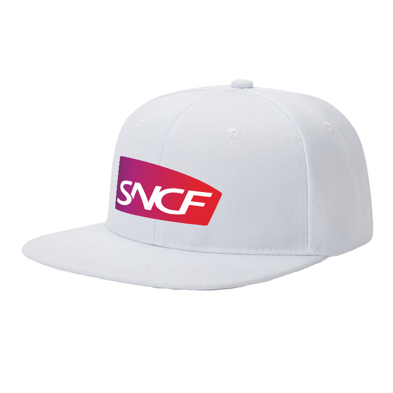 Flat Brim Baseball Cap SNCF Logo Print Streetwear Underground Skate Style for Basketball Court Skate Park Urban Riders and Hip Hop Artists
