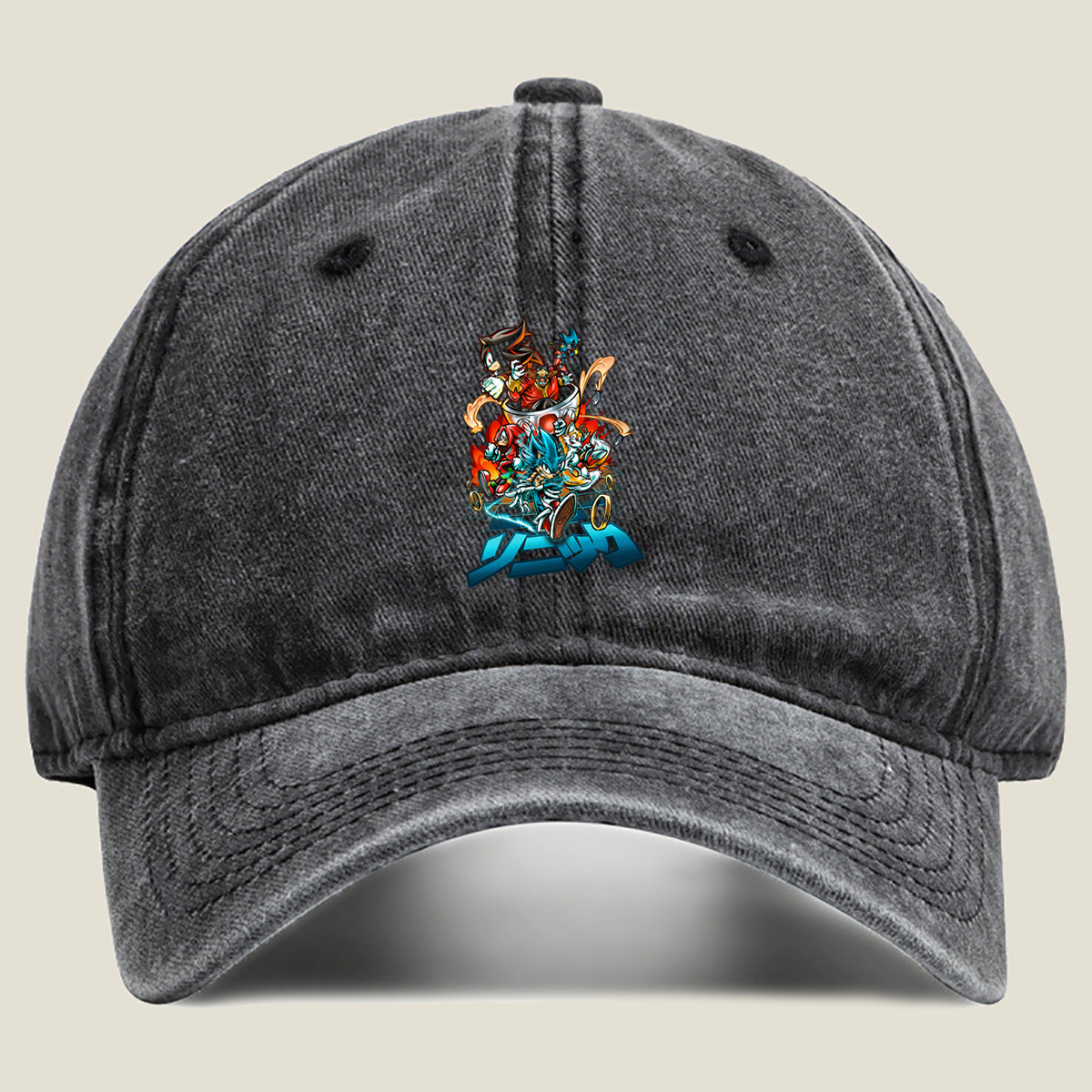 Sonic the Hedgehog: Sonic, Shadow, Knuckles, Tails, and Silver in Action - Washed Denim - Baseball Cap
