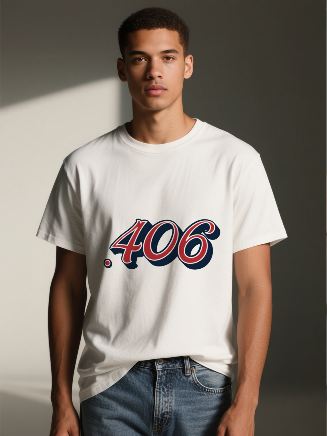 Men's Printed T-Shirt .406 Number Design Red White Blue Colorful Graphic Casual Round Neck Lightweight Breathable Summer Short Sleeve Tee for Outdoor Activities Sports Fans and Everyday Wear