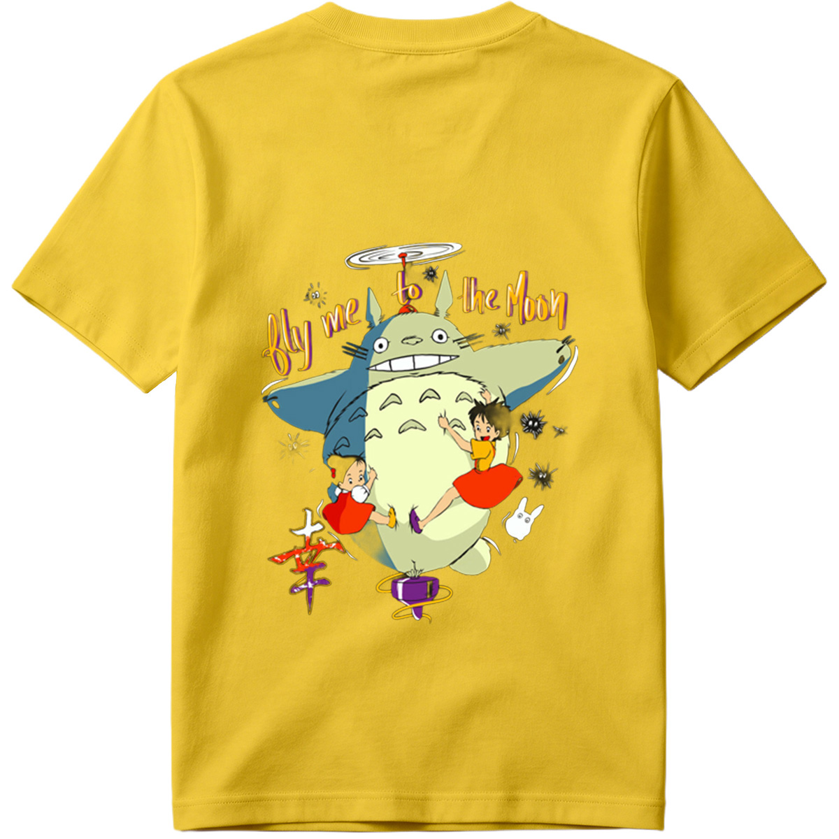 Totoro and the Girls Fly to the Moon - Tee