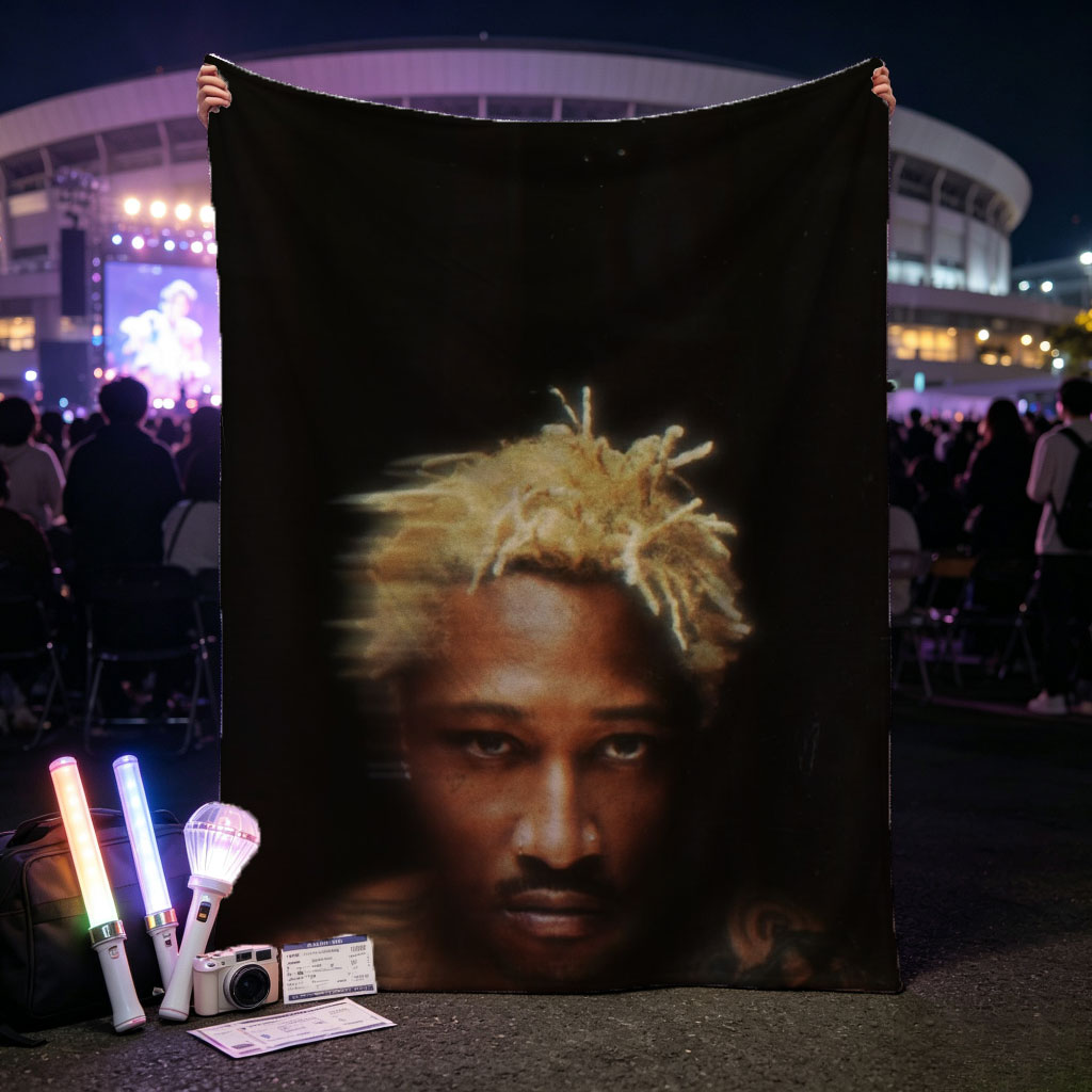 Future Rapper with Blonde Dreads and Tattoos in Dark Portrait - Blankets