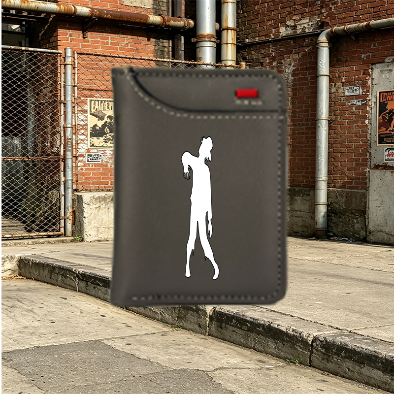 Unisex Vertical Wallet with Zombie Silhouette Print - Minimalist Horror Design for Men and Women, Perfect for Everyday Use, College Students, and Fans of Dark Aesthetic Fashion