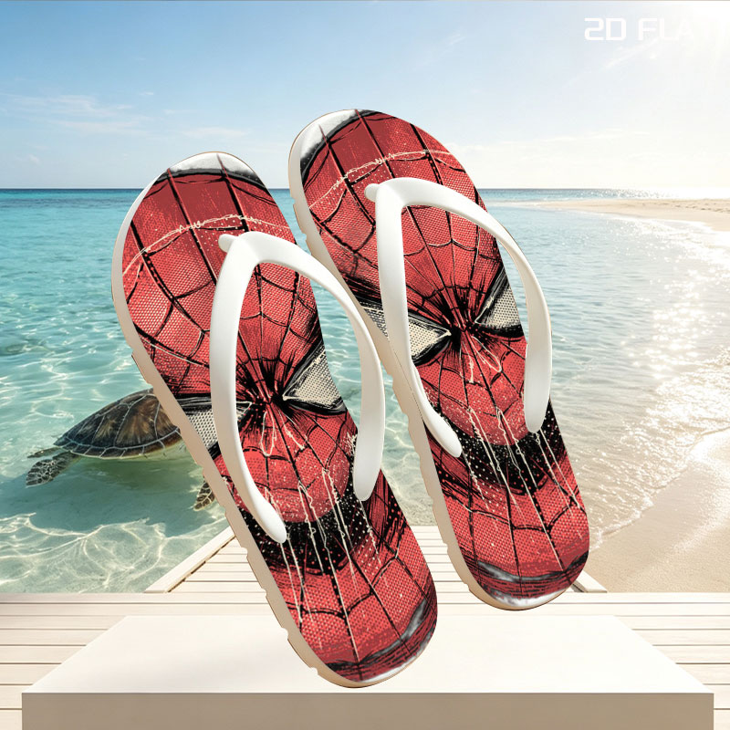 Spider-Man: Iconic Hero in Red and Black Mask Design -  flip-flops