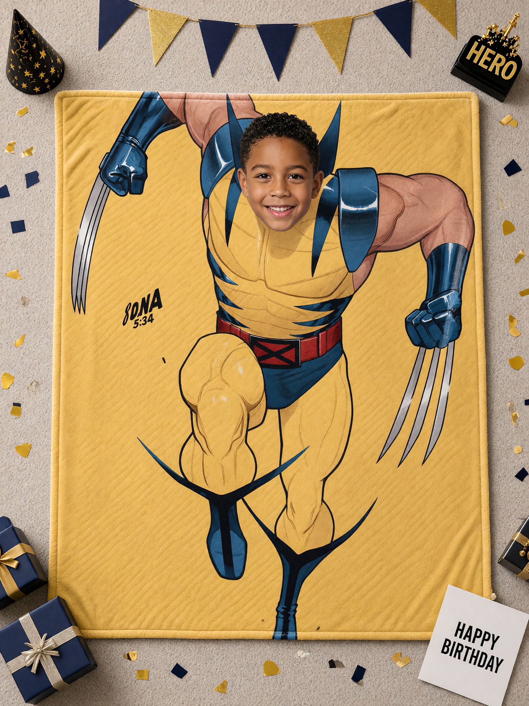 Personalized Comic Superhero Photo Blanket Custom Face Flannel Fleece Throw Soft Bed Couch Quilt Unique Keepsake Gift