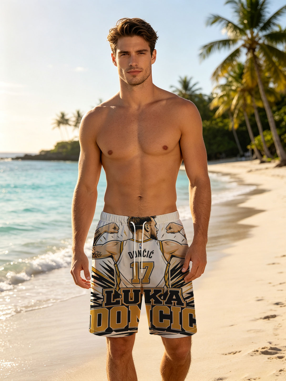 Luka Doncic NBA Player Jersey Artwork -  Beach shorts