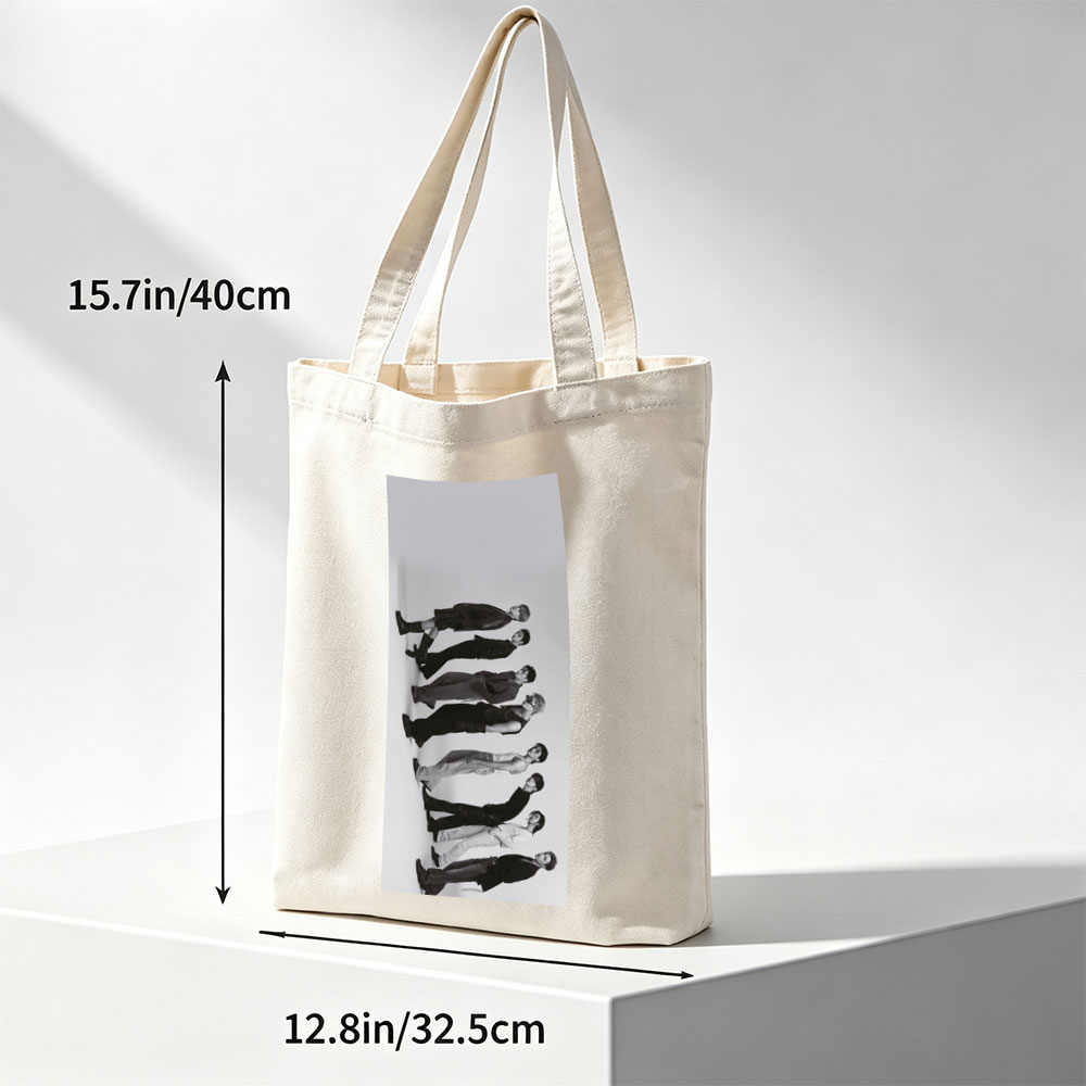 BTS Members in a Stacked Pose Against a Minimalist Background - Canvas tote bags