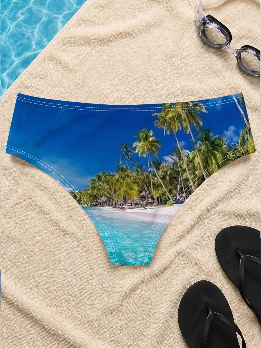 Crystal Clear Waters and Palm Trees on a Tropical Beach -  Men's swim trunks