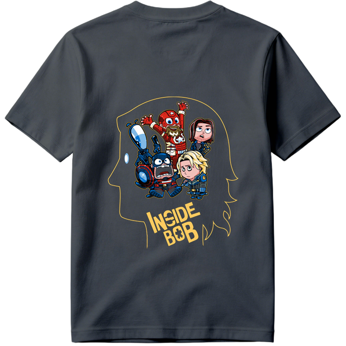 Inside Bob: Captain America, Black Widow, and Thor in Chibi Style - Tee