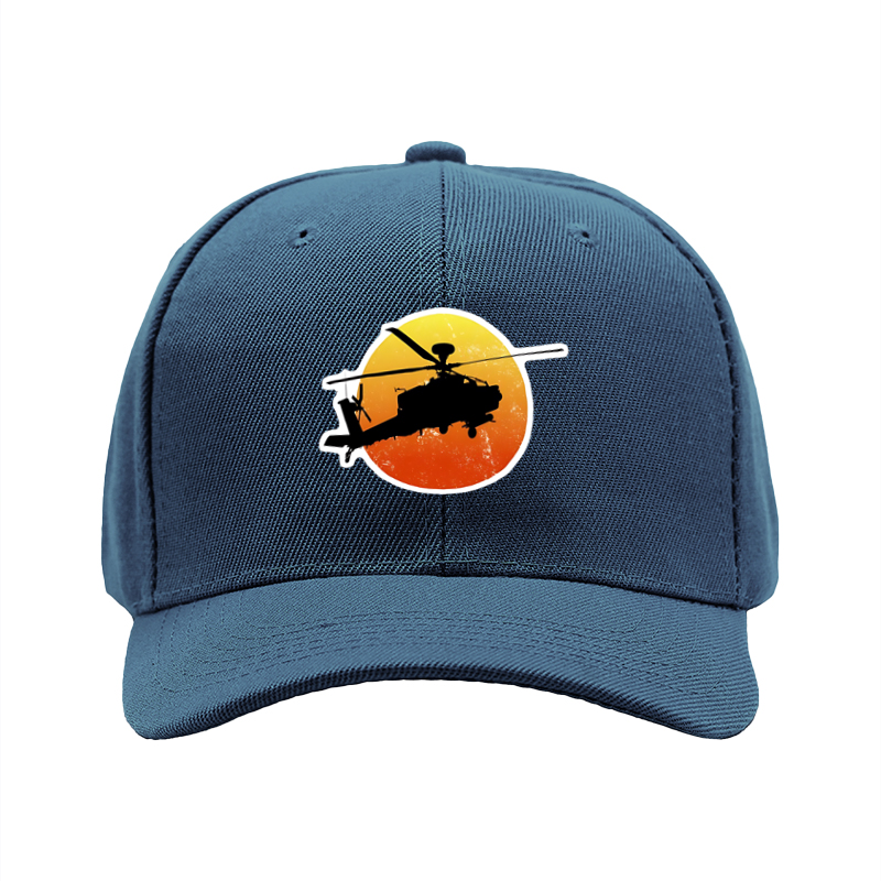 1pc New Baseball Cap Helicopter Silhouette Sunset Print Unisex Adjustable Hat for Outdoor Activities Men Women Casual Streetwear Fashion Accessories