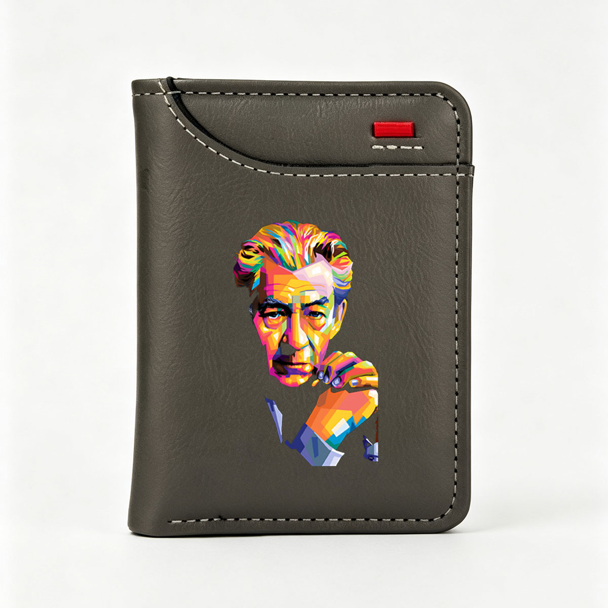 Colorful Portrait of a Contemplative Man - Vertical Style Wallet