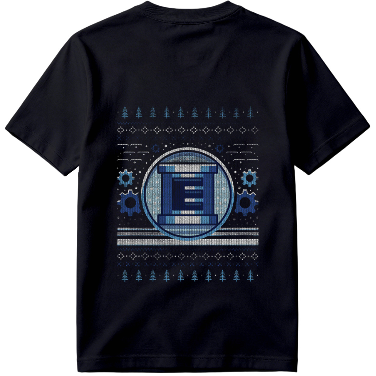 Pixel Winter Emblem: Column & Gears Holiday Design - Tee