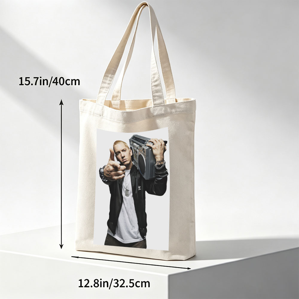 Eminem Holding Boombox Pointing at Camera in Iconic Pose - Canvas tote bags