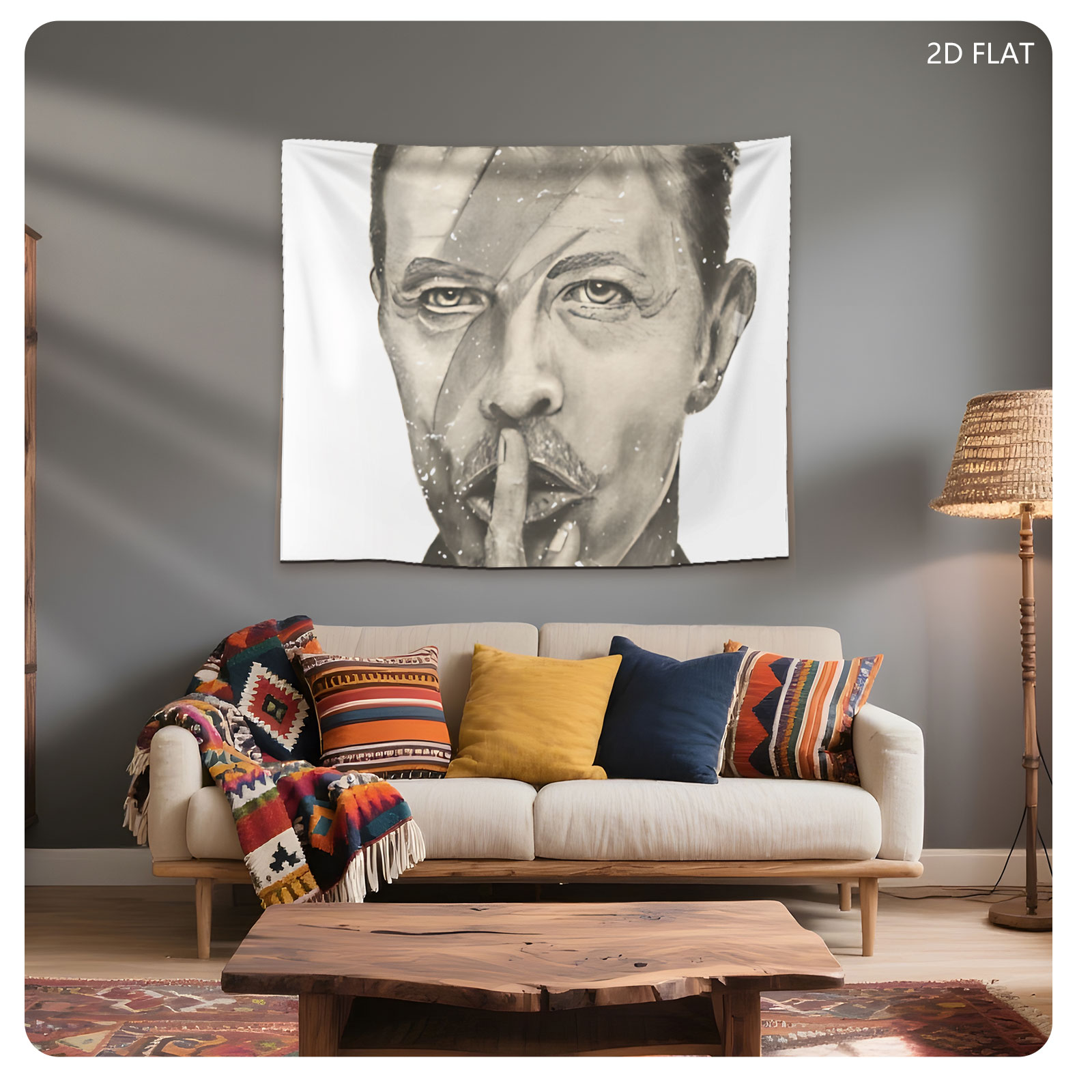David Bowie: Ziggy Stardust Portrait with Shh Gesture - Tapestry
