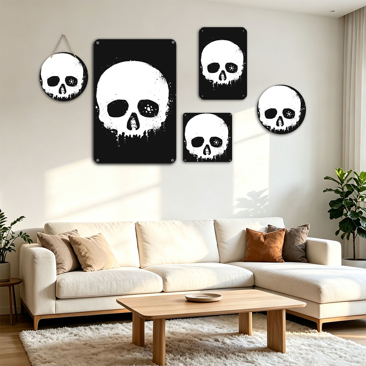 Skull with Ship in Mouth, Black and White Art - painting