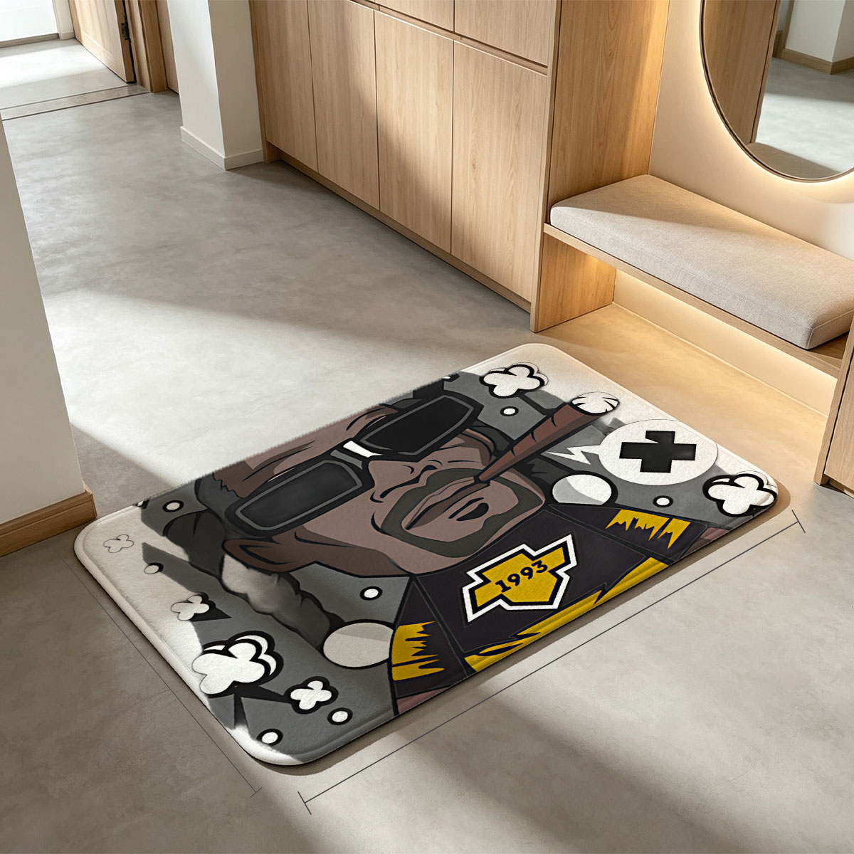 Snoop Dogg Cartoon Character with Cigar and 1993 Jersey - Flannel floor mat