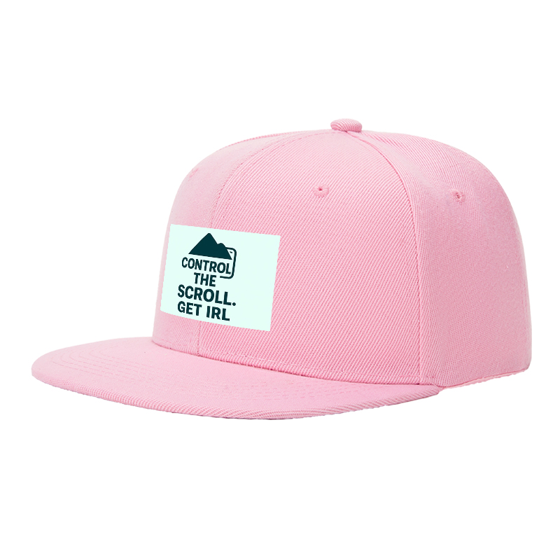 Flat Brim Baseball Cap Control The Scroll Get IRL Mountain Logo Streetwear Underground Skate Style for Basketball Court Skate Park Urban Lifestyle Skaters Rappers Streetwear Enthusiasts
