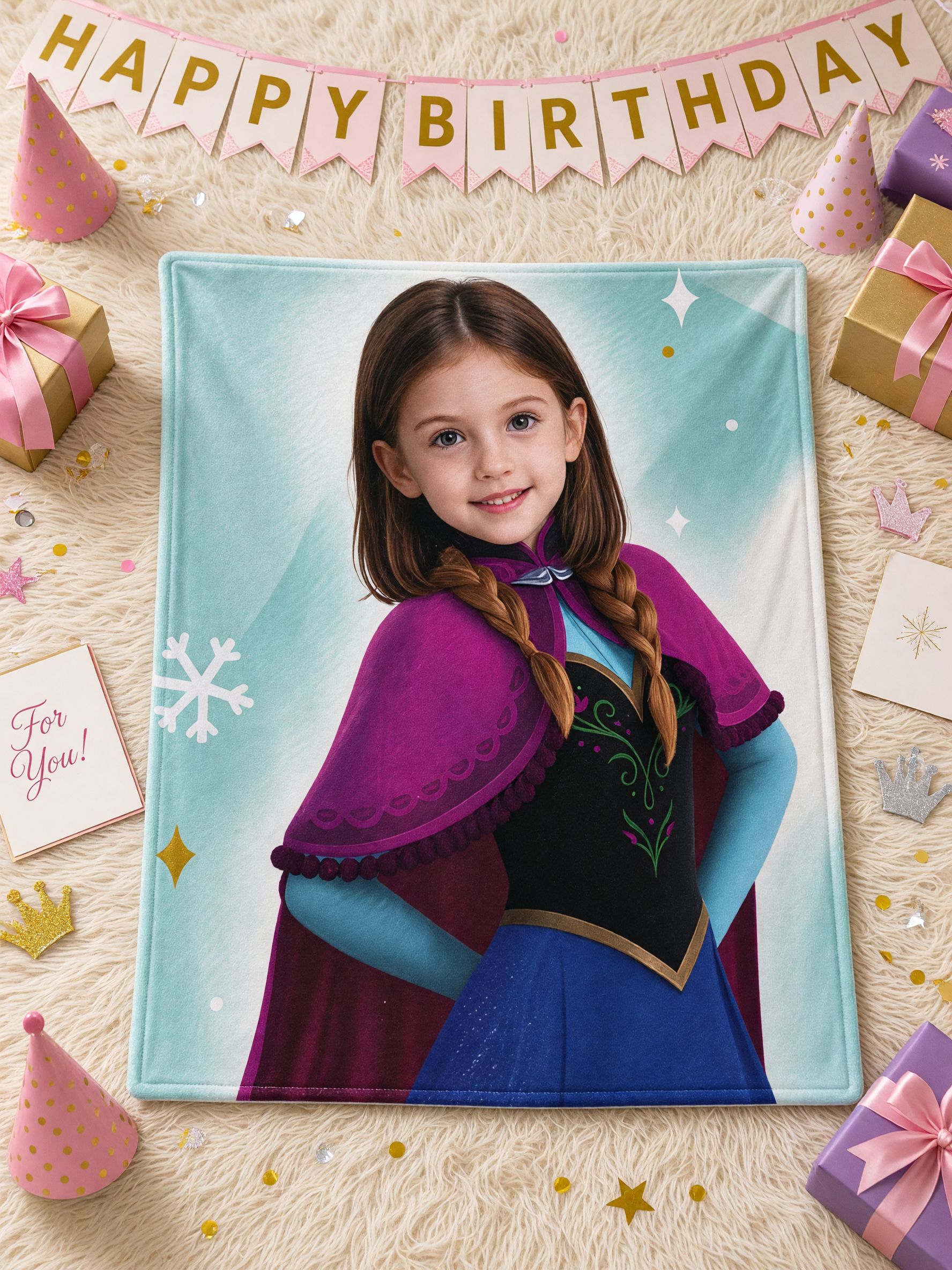 Custom Face Photo Blanket Personalized Princess Flannel Fleece Throw Soft Warm Bed Couch Wrap Ideal Keepsake Gift