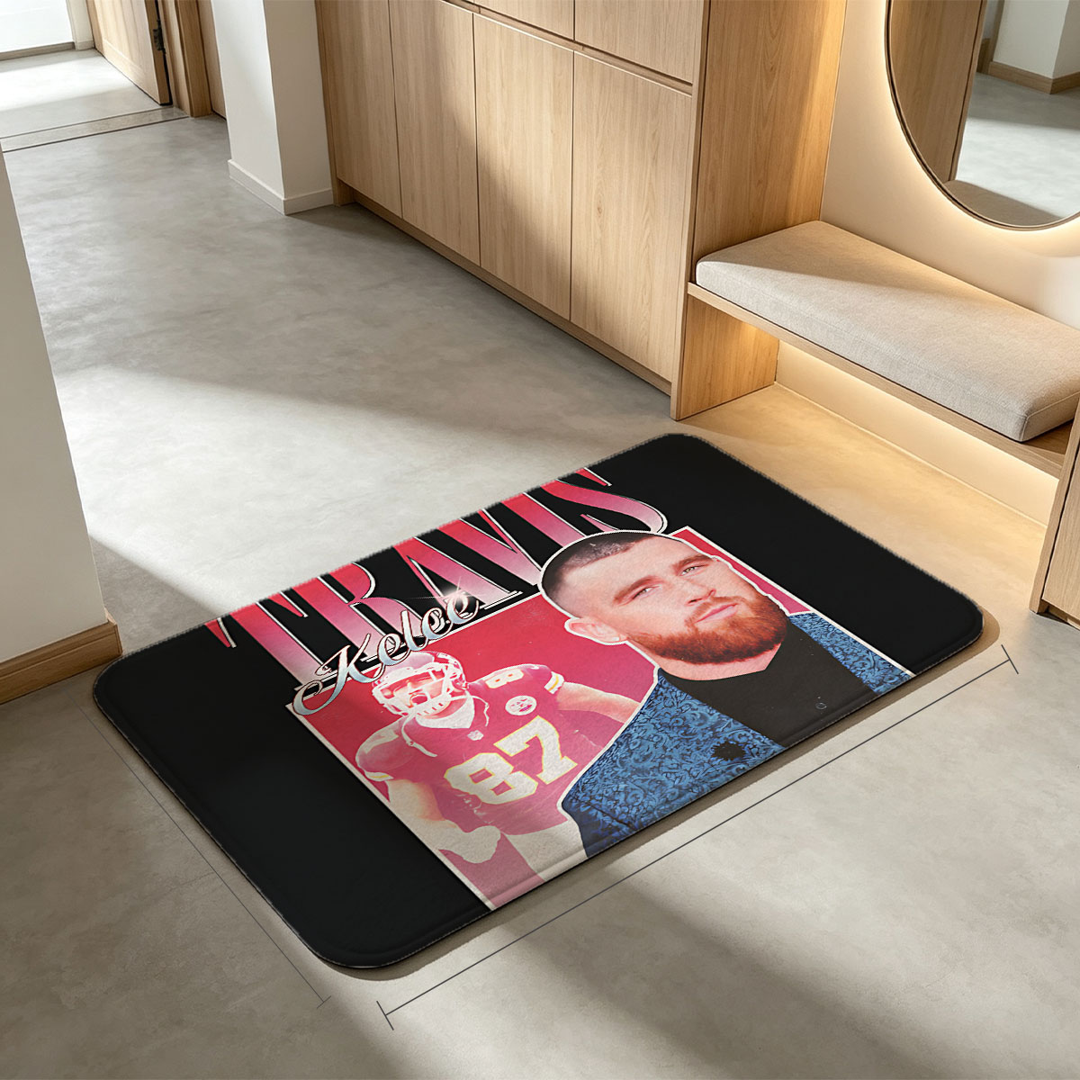 Travis Kelce: NFL Star and Celebrity Persona - Flannel floor mat