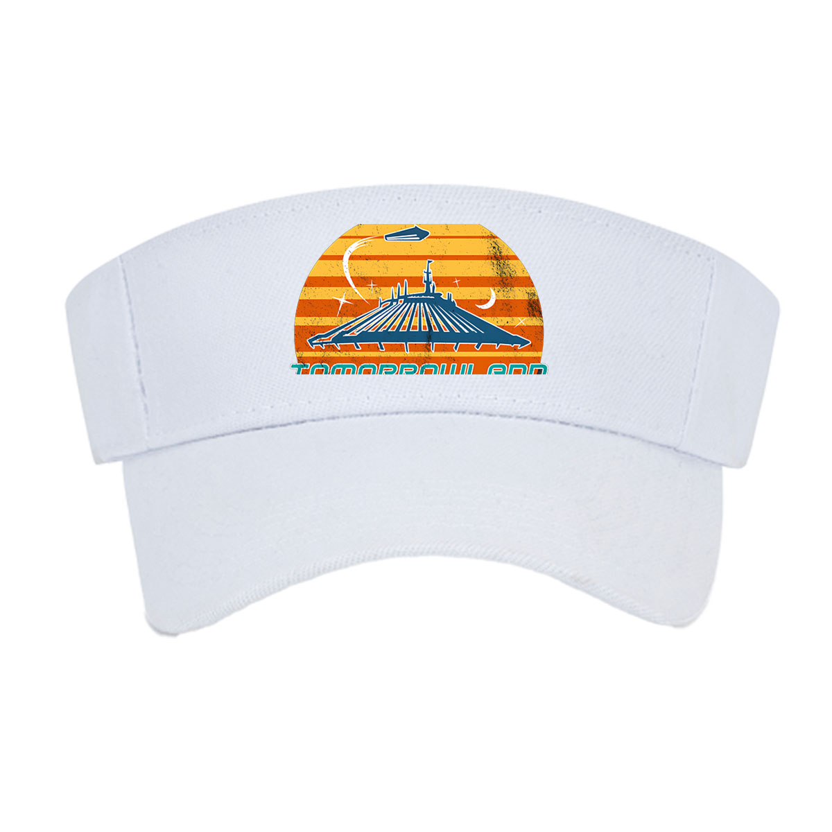 Tomorrowland: Iconic Space Mountain Silhouette with Retro Solar Background -  Visor cap