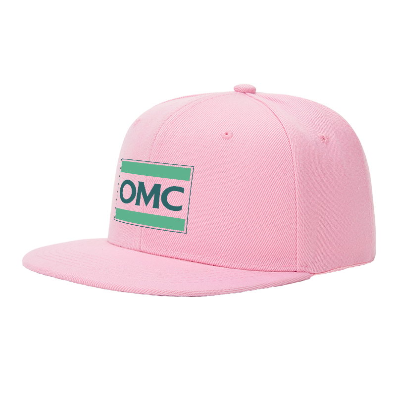 Flat Brim Baseball Cap OMC Logo Print Streetwear Underground Skate Style for Basketball Court Skate Park Urban Riders and Hip Hop Artists