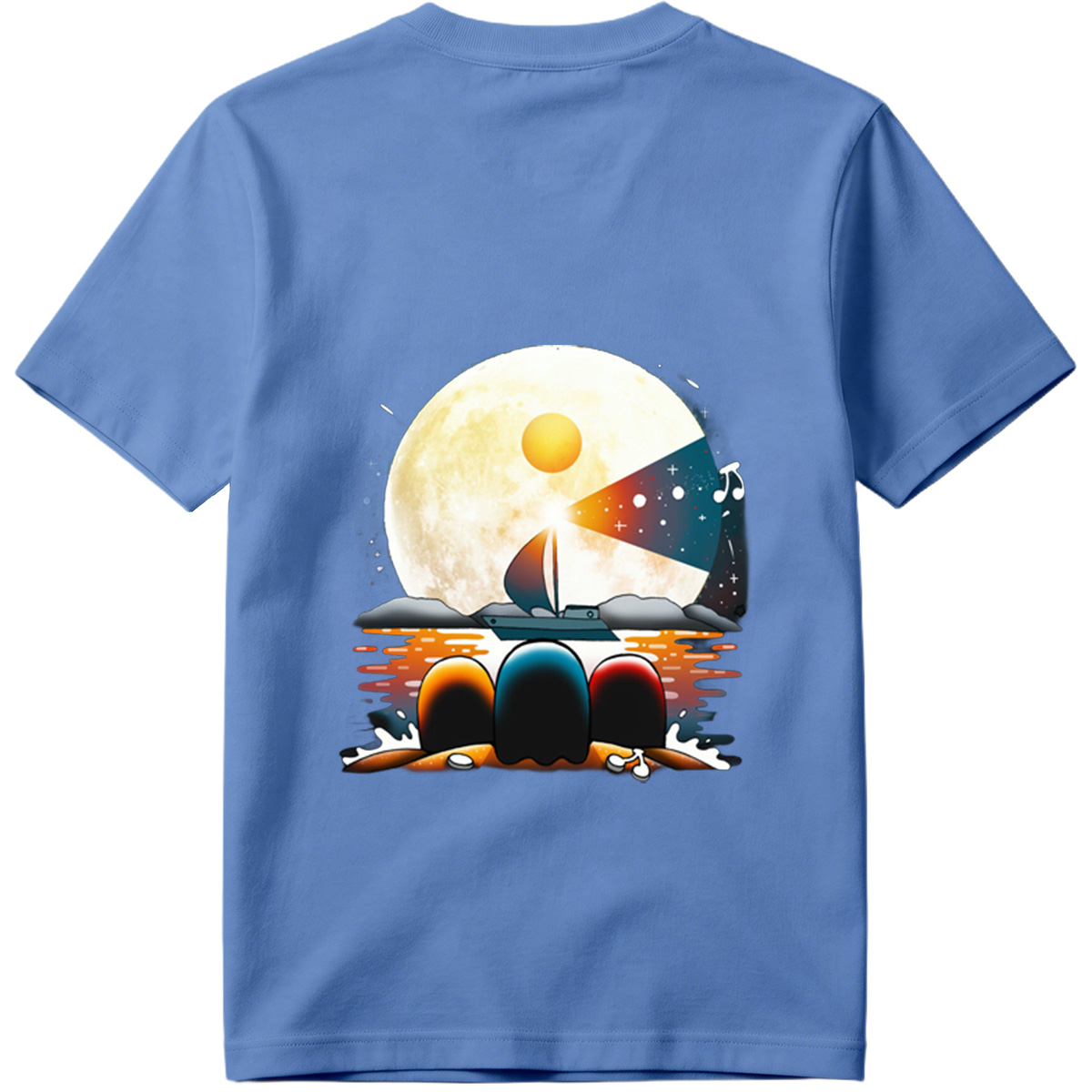 Sailboat Under the Moonlight with Musical Notes - Tee