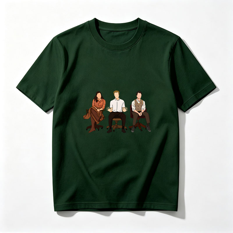 Three Individuals in a Discussion Setting - Tee