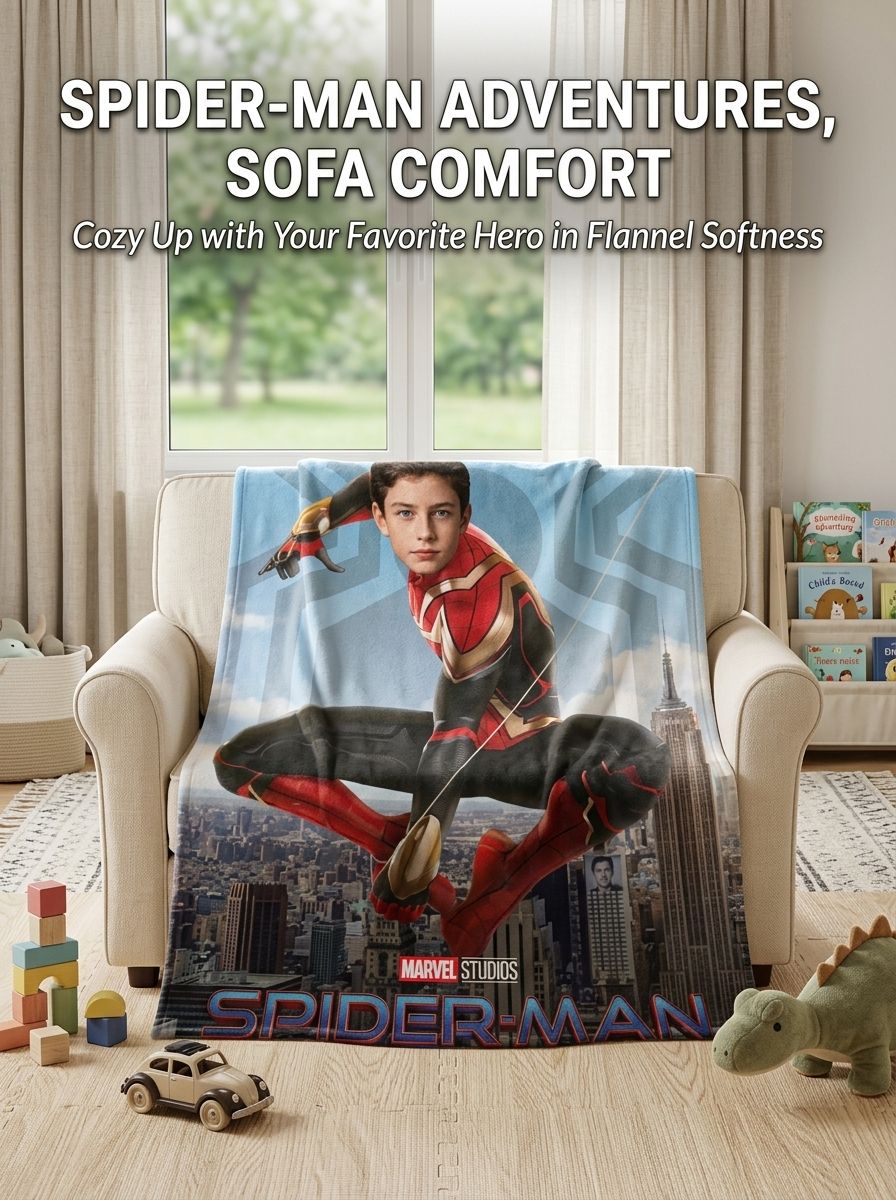 Custom Photo Face Superhero Flannel Blanket Ultra Soft Anti Pilling Throw Personalized Gift for Kids and Adults