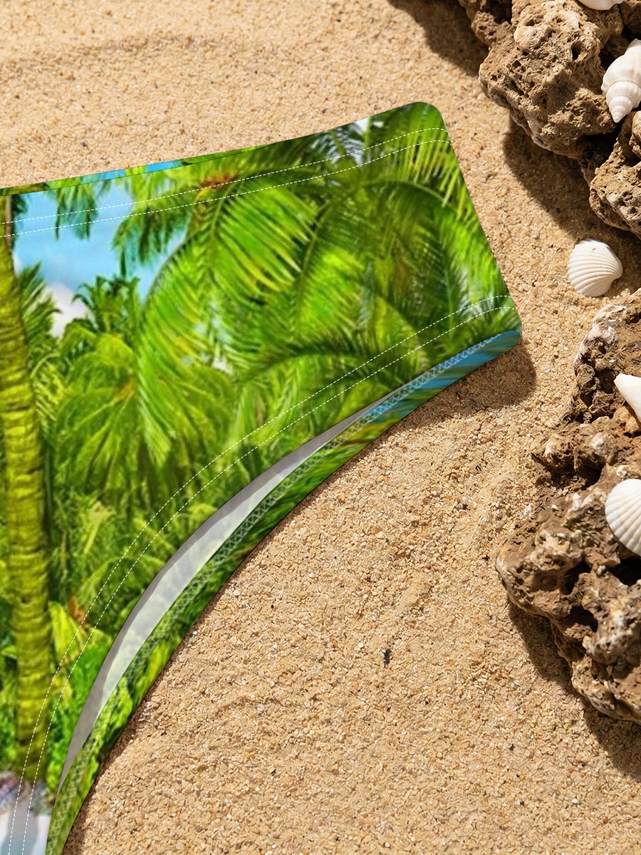 Tropical Paradise with Palm Trees and Crystal Clear Water -  Men's swim trunks
