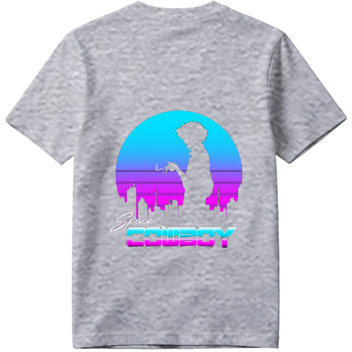 Space Cowboy - Silhouette of a Man Against a Neon Cityscape - Tee