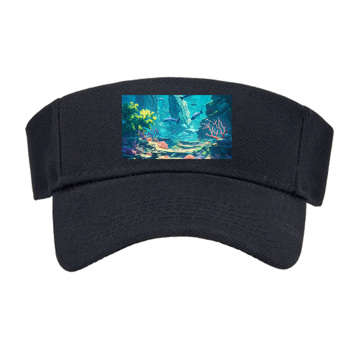 Underwater Paradise with Colorful Coral and Swimming Fish -  Visor cap