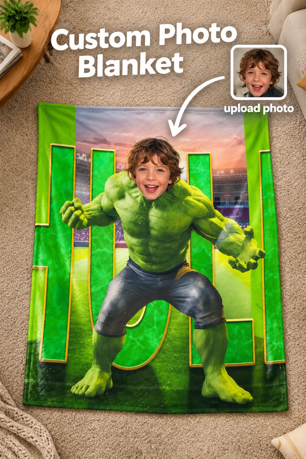 Custom Face Superhero Blanket Personalized Photo Flannel Throw for Kids and Adults Ultra Soft Cozy Gift