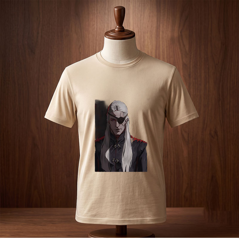 Elderly Warrior with White Hair and Eye Patch in Dark Armor - Tee