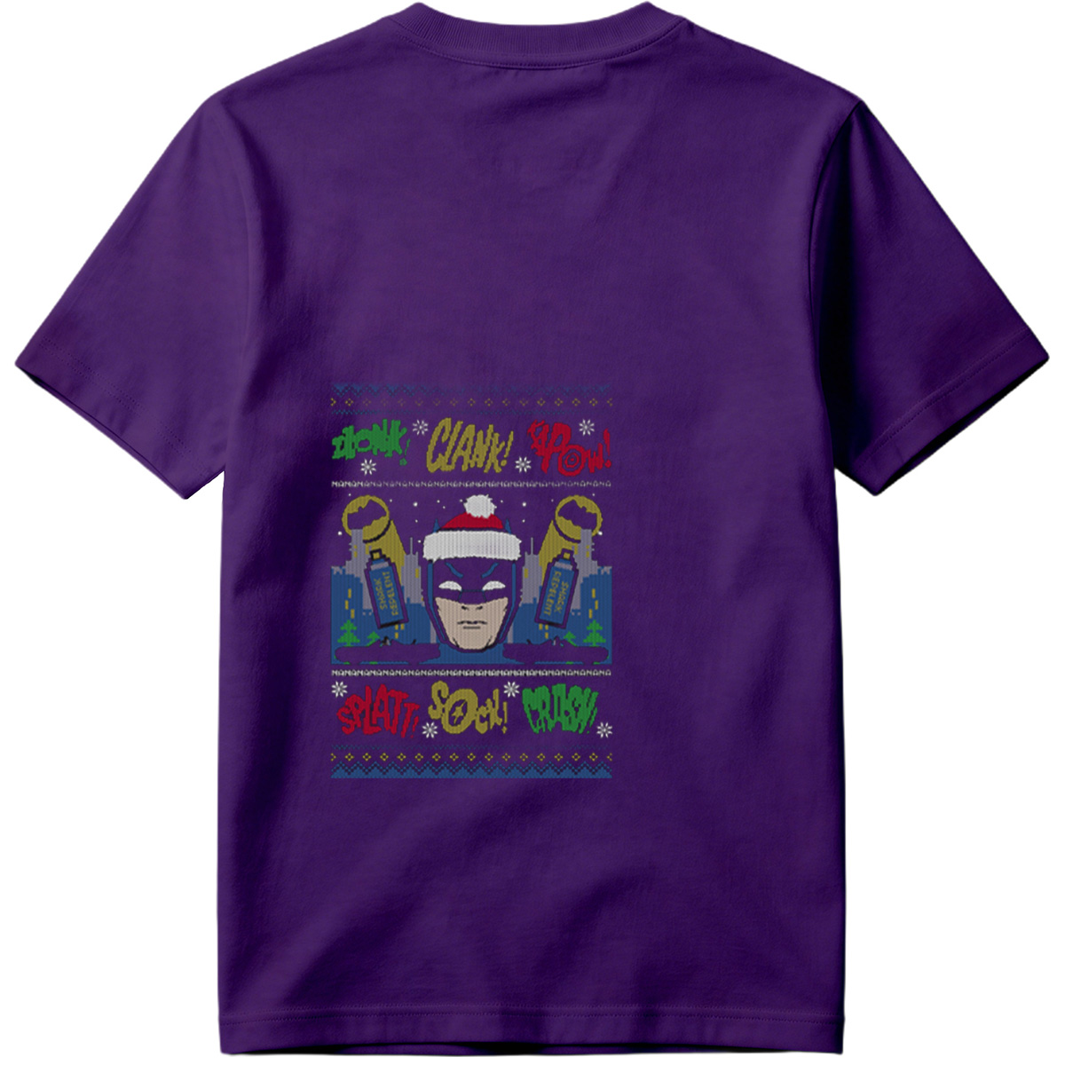 Batman Christmas Sweater with Comic Sound Effects - Tee