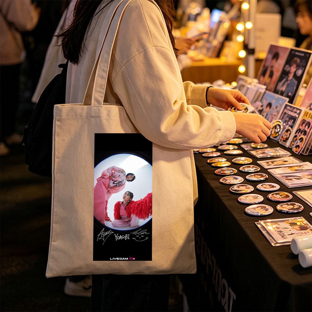YOASOBI Live Performance in Vibrant Pink Outfits with Fisheye Lens Effect - Canvas tote bags