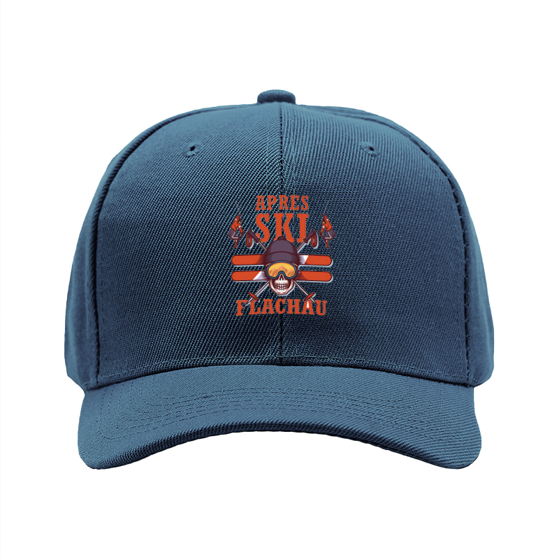 1pc New Baseball Cap with Apres Ski Flachau Skull and Snowboard Print Unisex Adjustable Hat for Outdoor Winter Activities Adults and Teens