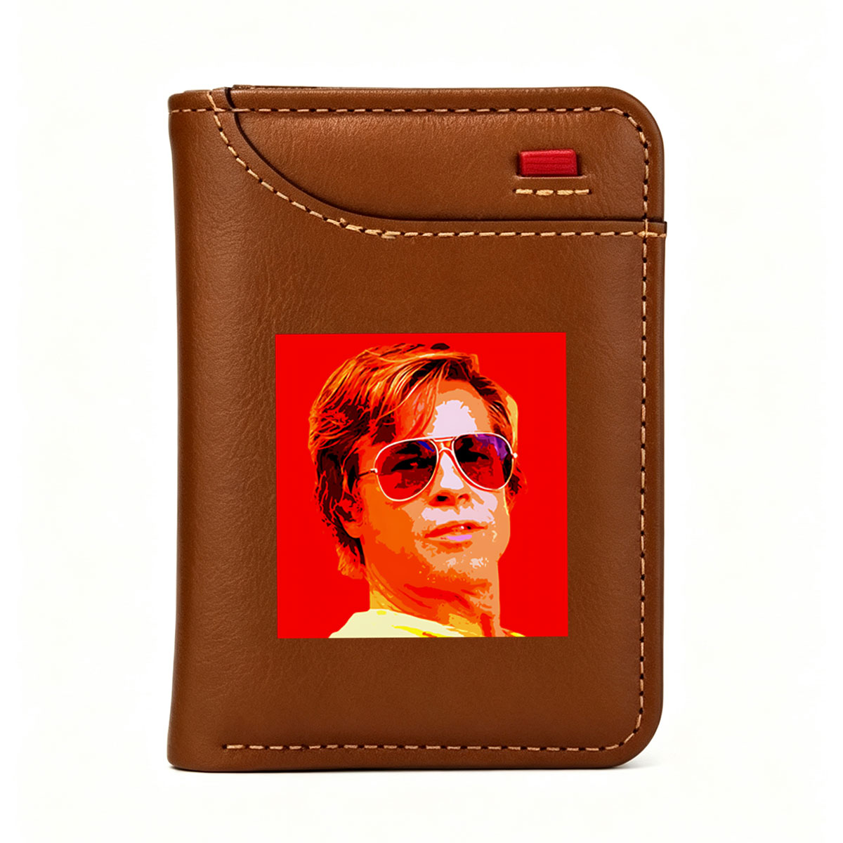 Brad Pitt in Aviator Sunglasses, Pop Art Style - Vertical Style Wallet