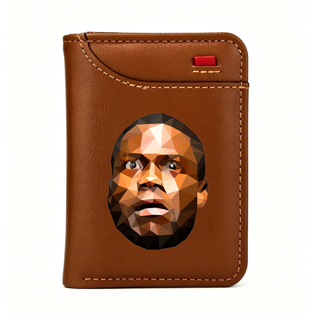 Low-Poly Portrait of a Man with Expressive Features - Vertical Style Wallet