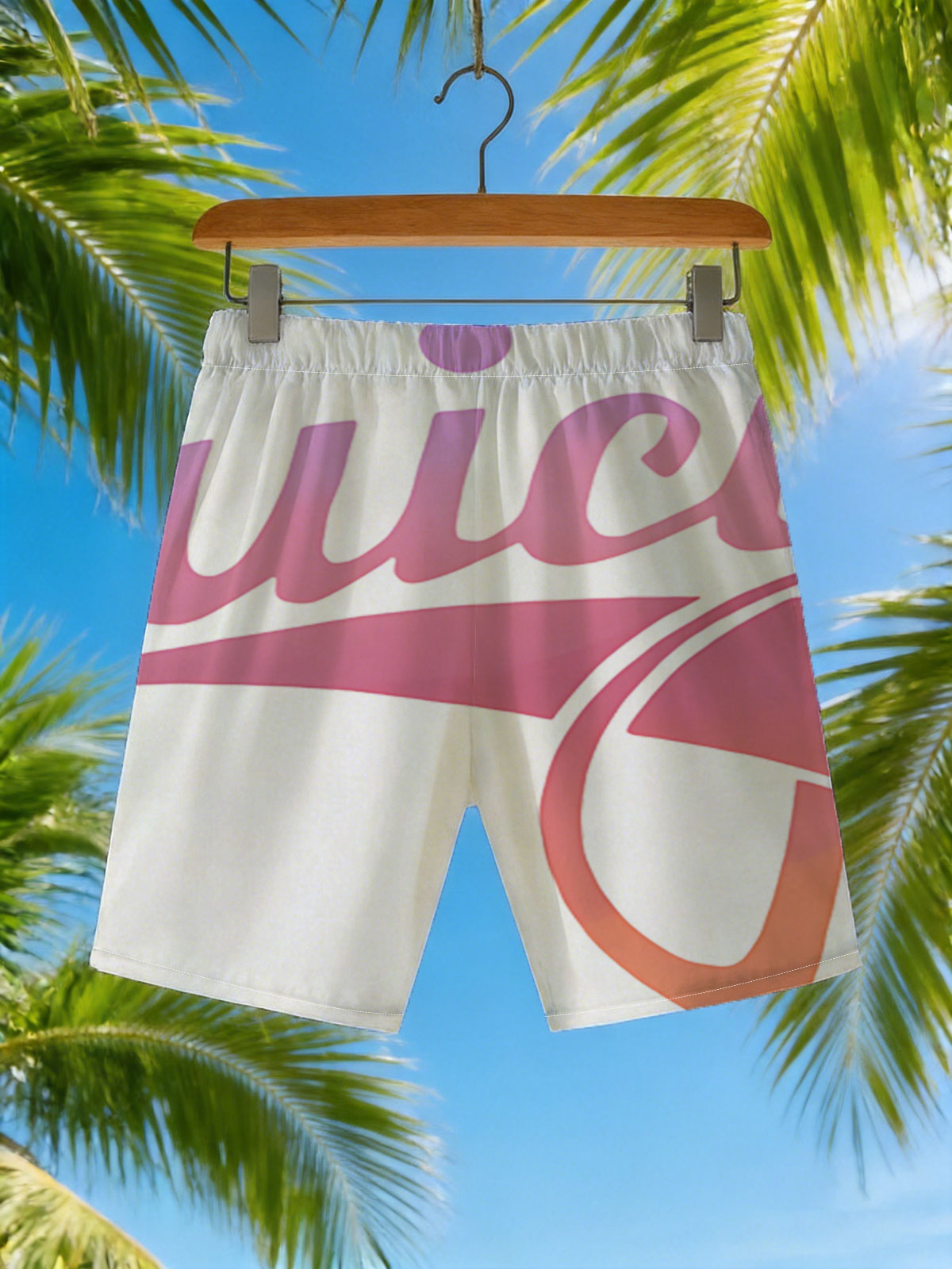 Juicy Couture Logo with Gradient Pink and Orange Design -  Beach shorts