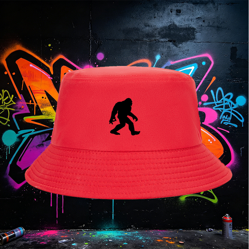 Unisex Bucket Hat with Bigfoot Silhouette Print - Classic Cotton Fisherman Hat for Outdoor Adventures, Hiking, Camping, and Casual Wear - Perfect for Nature Lovers and Wildlife Enthusiasts