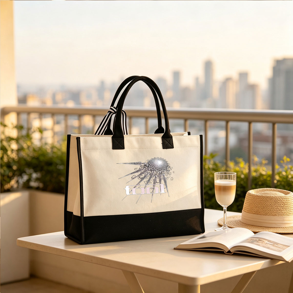 Tool Band Logo with Intricate Artwork - Canvas patchwork gift tote bag