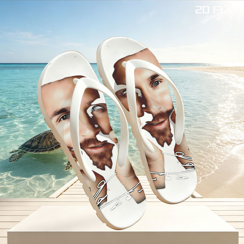 Lionel Messi with Championship Rings Signature Portrait -  flip-flops