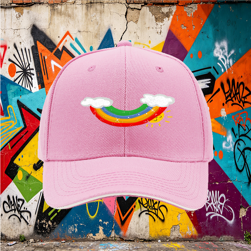 Unisex Classic Sandwich Hat with Rainbow and Sun Print | Perfect for Outdoor Activities, Beach, Camping, Daily Wear | Ideal for Adults and Teens Seeking Fun, Colorful Headwear