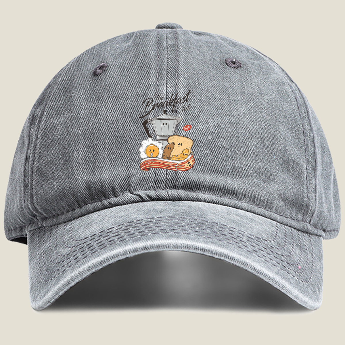 The Breakfast Club: Coffee Pot, Egg, Sausage, Toast, and Bacon - Washed Denim - Baseball Cap