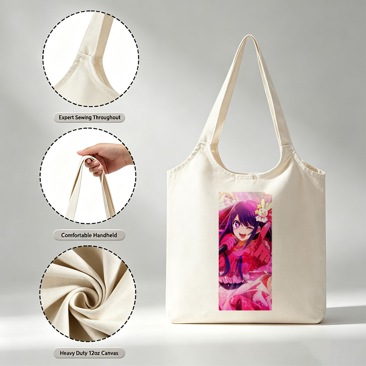 Lilac from Love Live! Superstar!! Singing with a Microphone in a Vibrant Pink Stage Performance - Canvas shoulder bags/