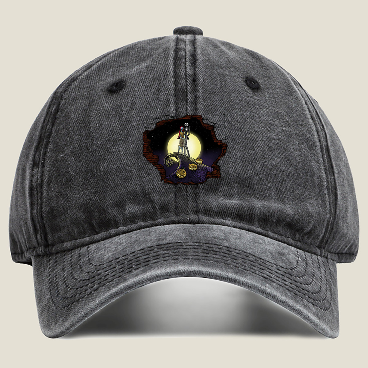 The Nightmare Before Christmas: Jack and Sally - Washed Denim - Baseball Cap