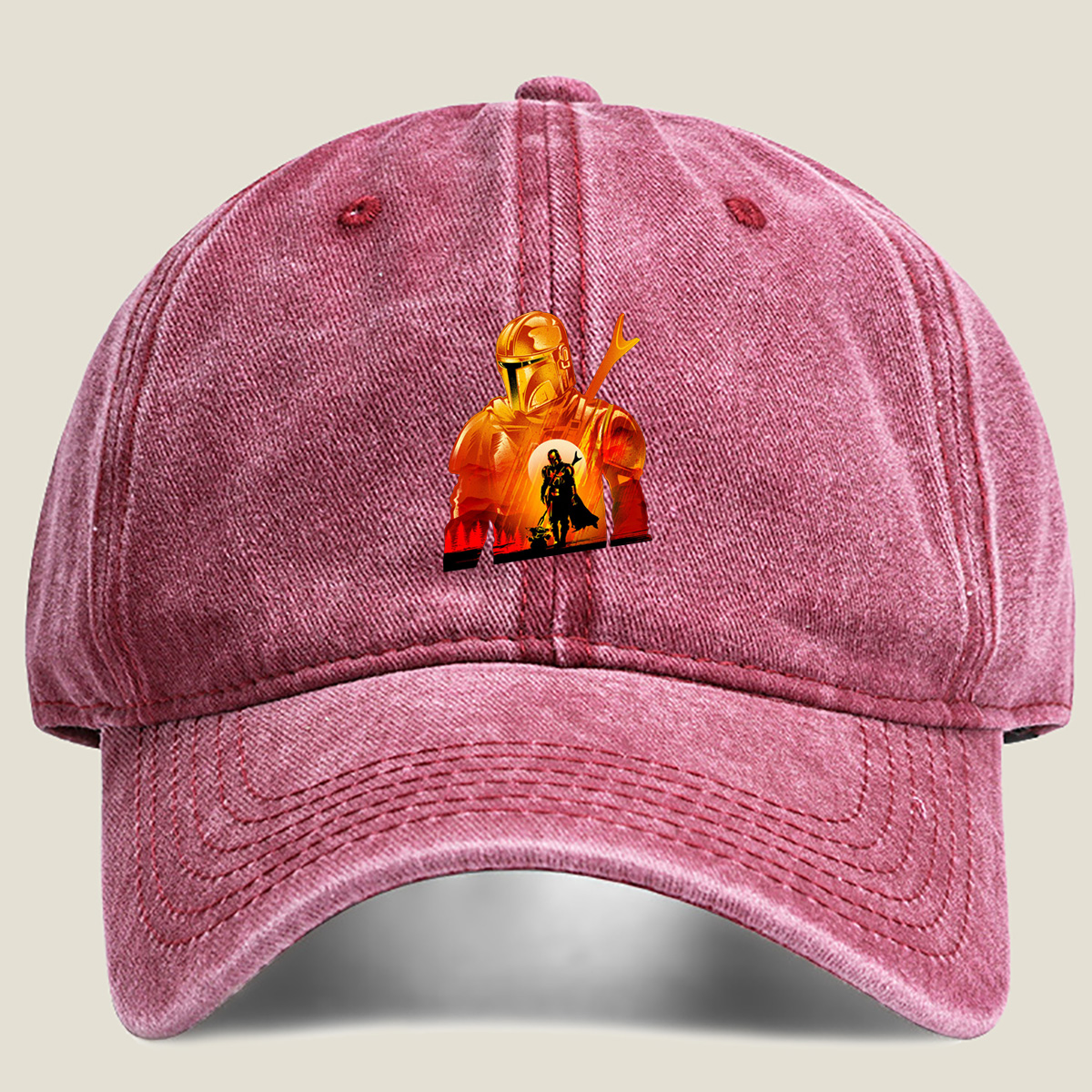 The Mandalorian and the Child in a Fiery Encounter - Hat