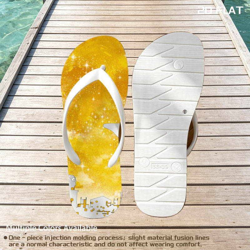 City Silhouettes Under a Golden Moon with Starry Sky -  flip-flops